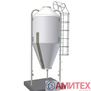 Бункер из стеклопластика 12,5 м3 ,пр-ва Амитех, объемом 12,5 м3, 7,5 т, Ø 2200 мм, с возможностью пневмозагрузки, открытия с земли, лестницей с обручами