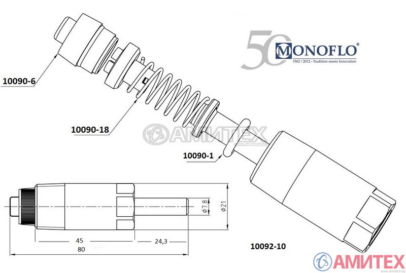 Ниппельная поилка 1/2“ для поросят и свиней на откорме 10092-10